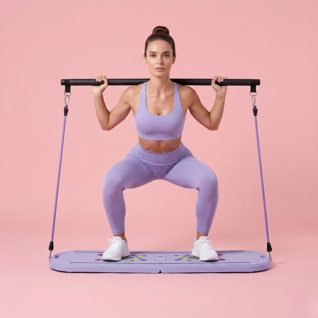 Tragbarer PRO-Pilates-Reformer – Stange + Board & Widerstand